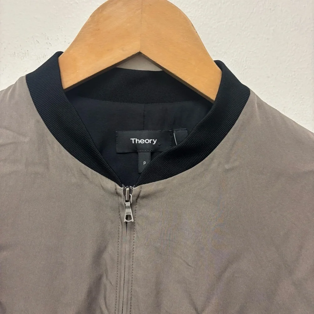 THEORY Baharah Silk Bomber Jacket green black
